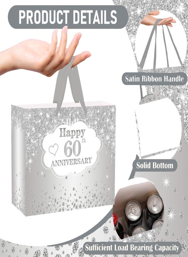 RTMISA 60th Anniversary Themed Gift Bag with Tissue Paper and Greeting Card Silver Wedding Anniversary Paper Gifts Wrapping Bag for Wife Husband Couple, Happy 60 Years Party Decorations Supplies - Image 3